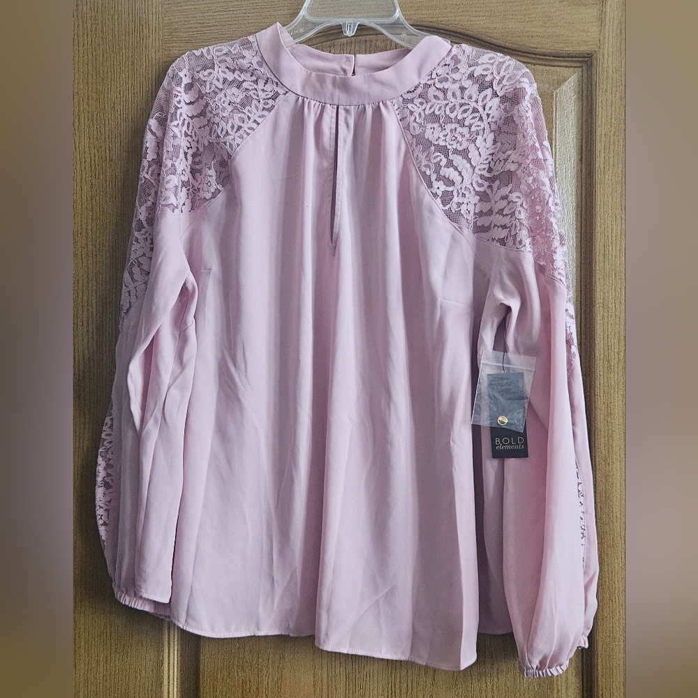 BOLD elements Pink Lace Long Sleeve Top